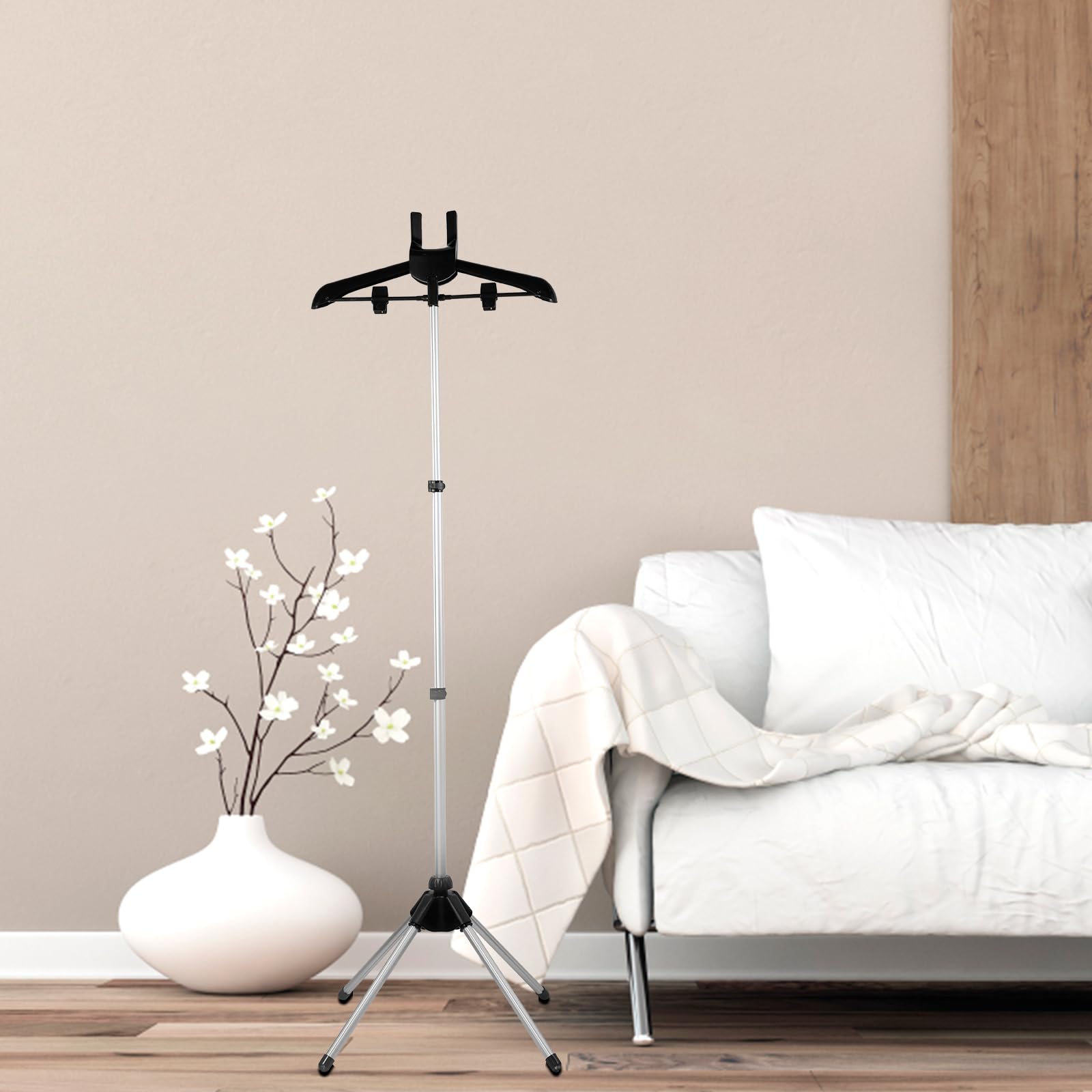 KTZCTPCA Iron Steam Stand, Steaming Clothes Hangers, Handheld Garment Steamer Rack Telescopic Steamer Stand, Height Adjustable Foldable Standing Garment Hanger for Home Steam Ironing (A)