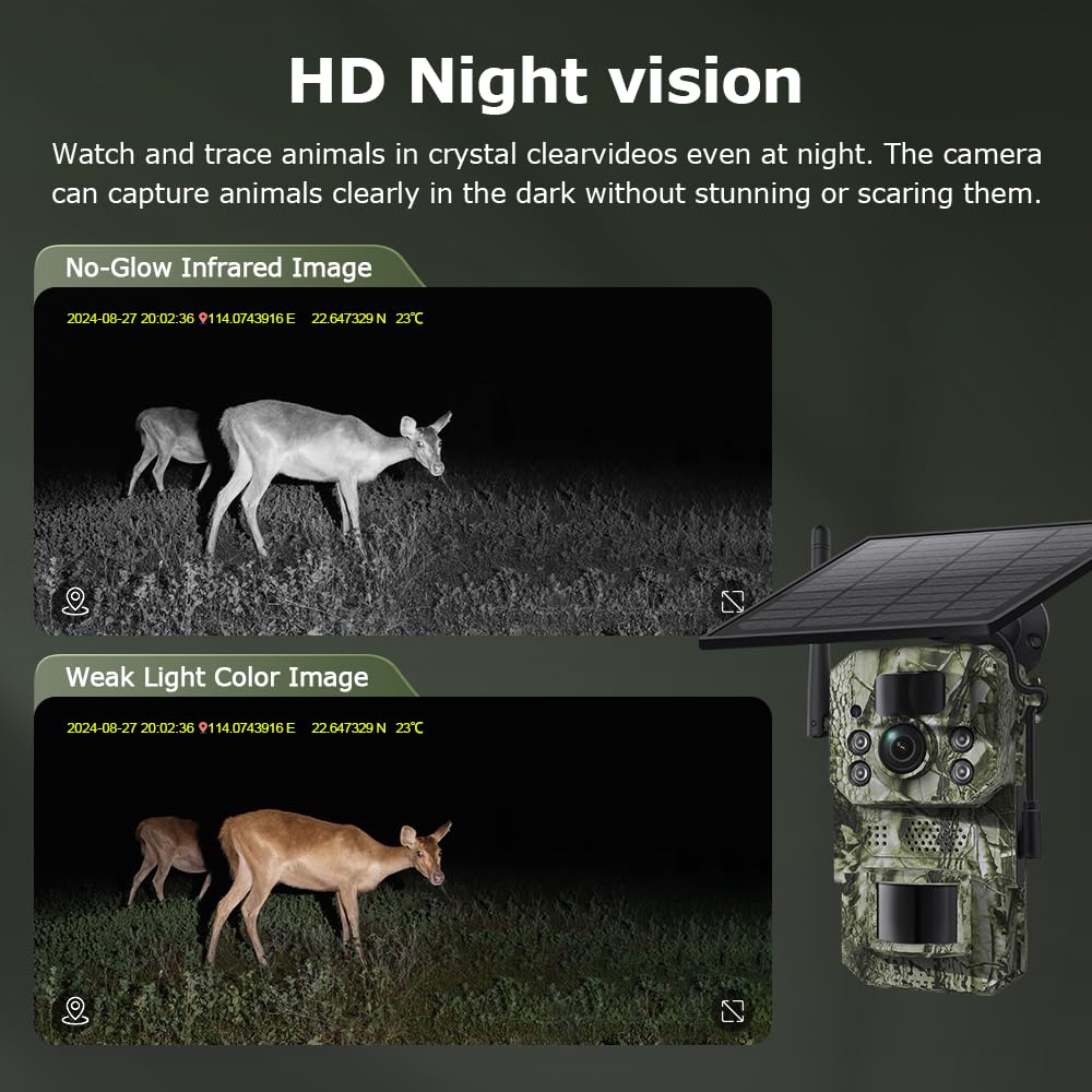 Cámara Fototrampeo 4G con GPS – Compatible con SIM, Solar con Batería, SD 32GB Incluida, Visión Nocturna HD, IP66, Ideal para Exterior y Campo, Compatible con App UBox Pro y UCon (Verde)