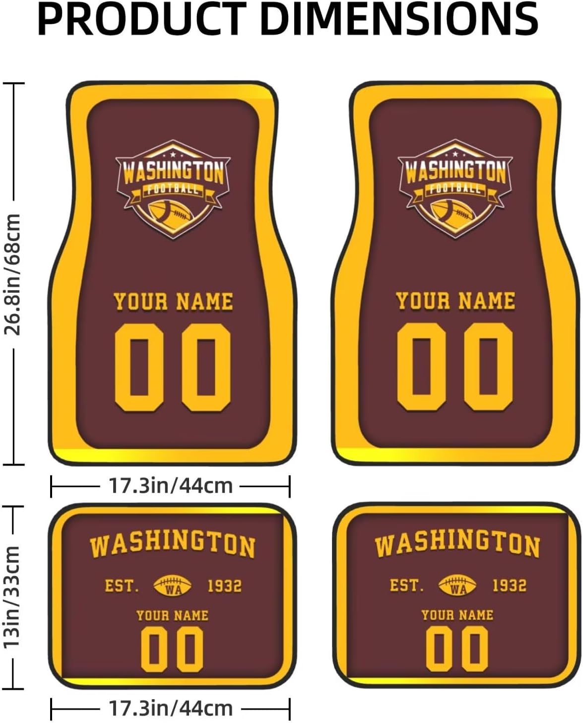 Custom Car Floor Mats,Add Personalized Name and Number As Gifts for Loyal Fans,Car Interior Accessoriess Car Accessories，Fit for Most Car -4 Pieces