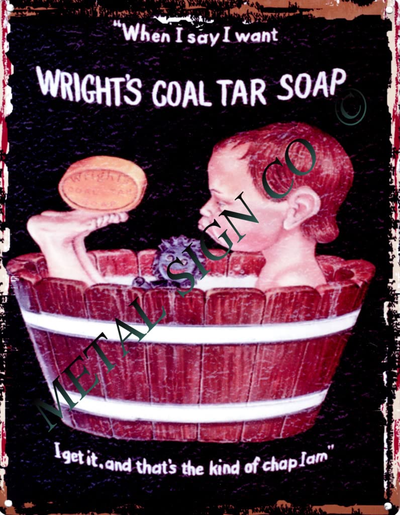 small WRIGHTS COAL TAR SOAP BATHROOM ADVERT METAL SIGN RETRO VINTAGE STYLE coffee shop kitchen bar pub wall art
