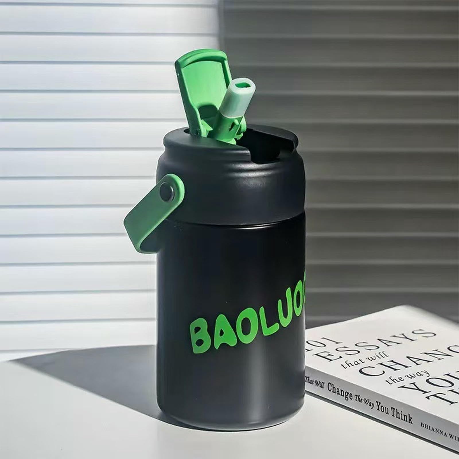 Térmicos, Taza 320 Pajita de acero inoxidable estudiante anticaída portátil agua gran capacidad(Pink)