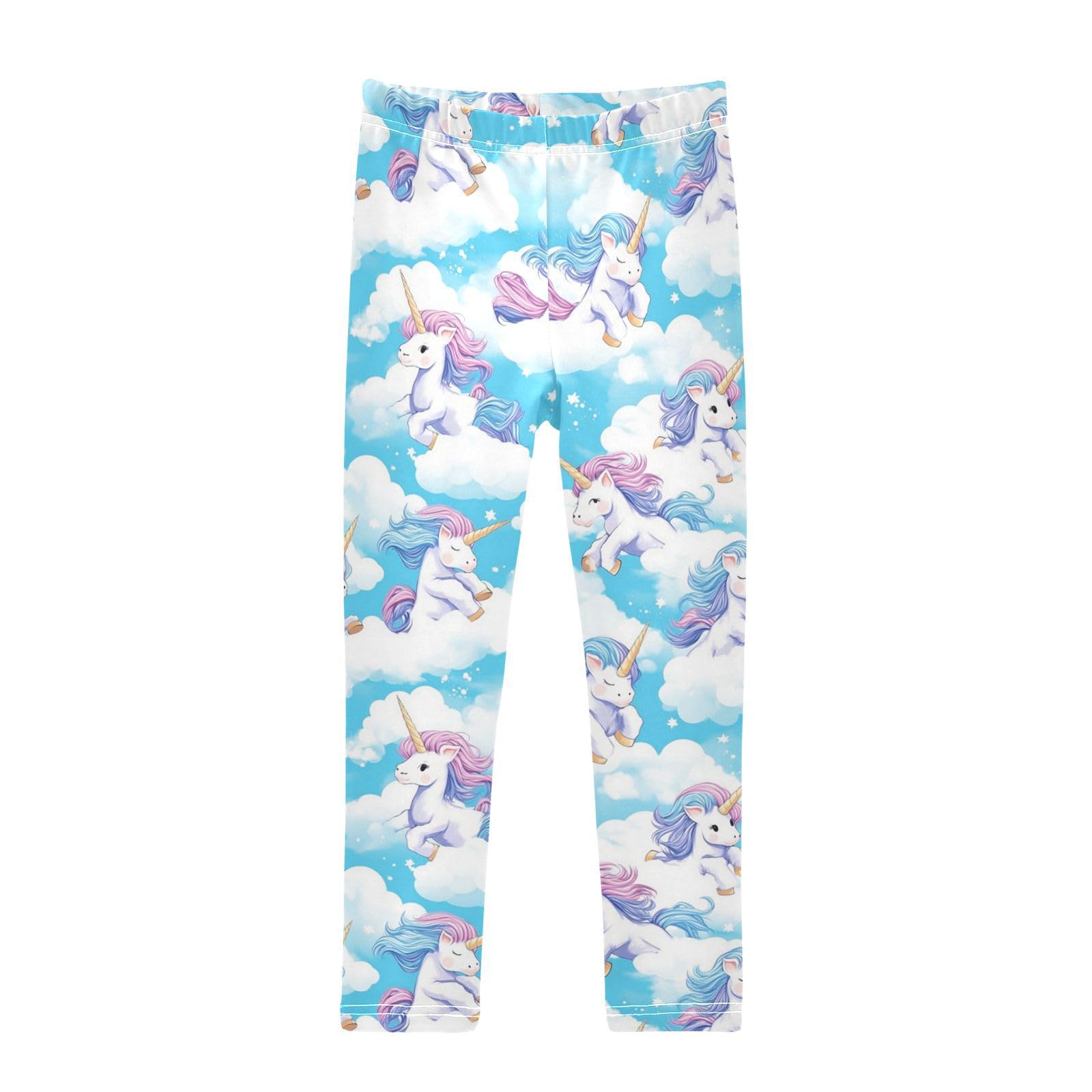 Cute Unicorns Girls' Leggings Toddler Doodles Clouds Kids Yoga Pants Dance Active Tights 6T
