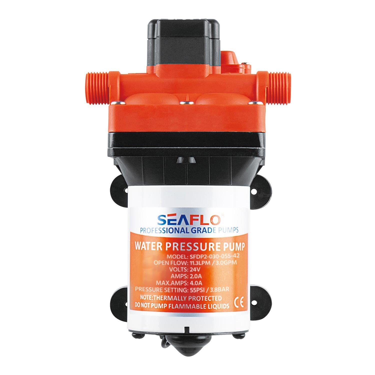 LIGHTEU®, Seaflo DC 24V 11,3 LPM 3,8 bar 42S Autocebante con bomba de membrana de bypass para agua según necesidad para autocaravana, yate SFDP2-030-055-42