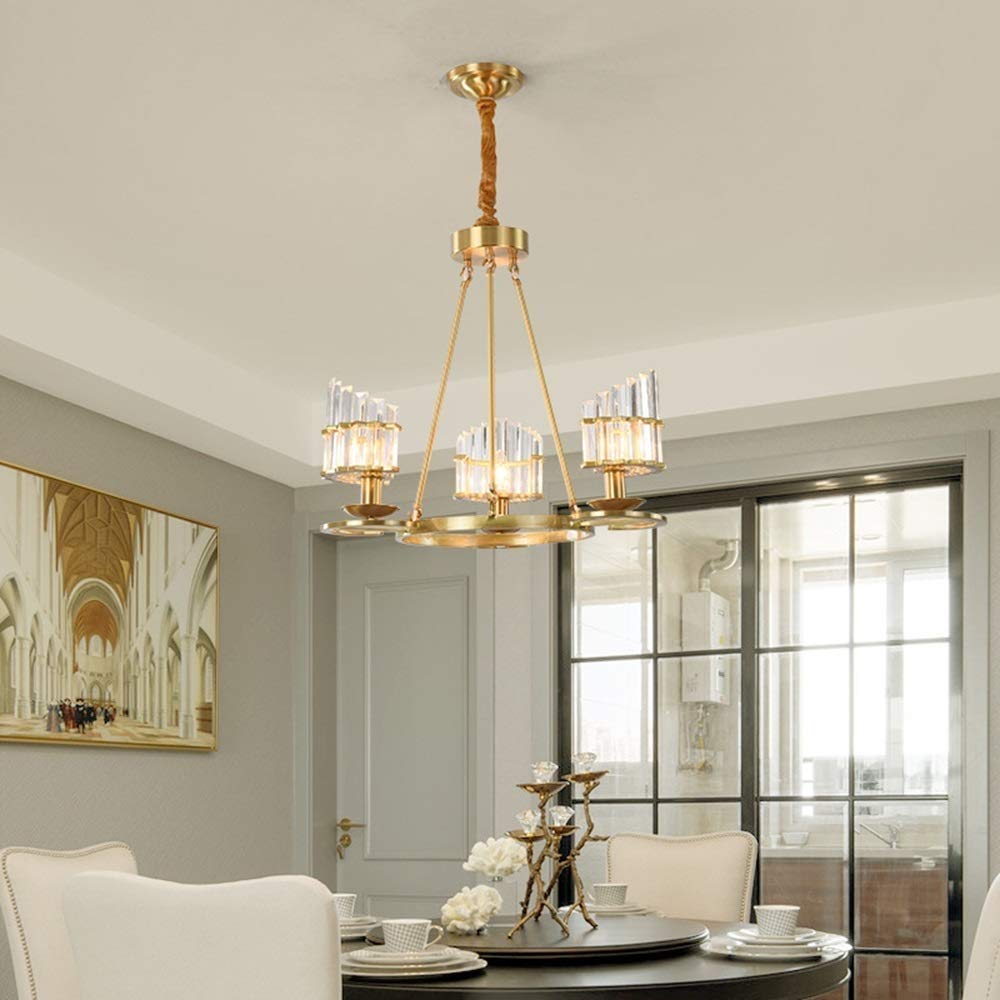 Lustre En Cristal K9 Luxueux Nordique À 3 Lumières E14, Luminaires de Plafond, Décoration, Lampe Suspendue Postmoderne Créative En Cuivre Pour Chambre À Coucher de Restaurant