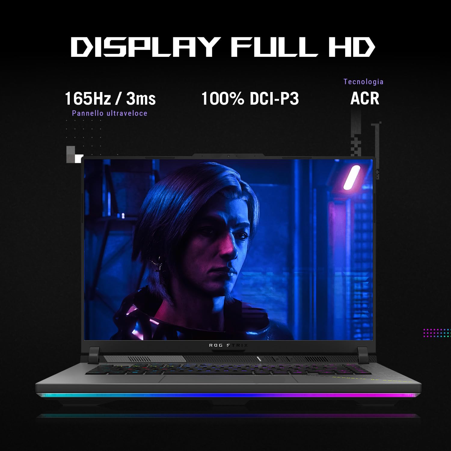 ASUS ROG Strix G16 (2025) con display da 16" a 165Hz, NVIDIA GeForce RTX 5070 8GB, AMD Ryzen™ 9 8940HX, RAM 32GB, 2TB SSD, Layout ITA, Win 11 Home, Grigio