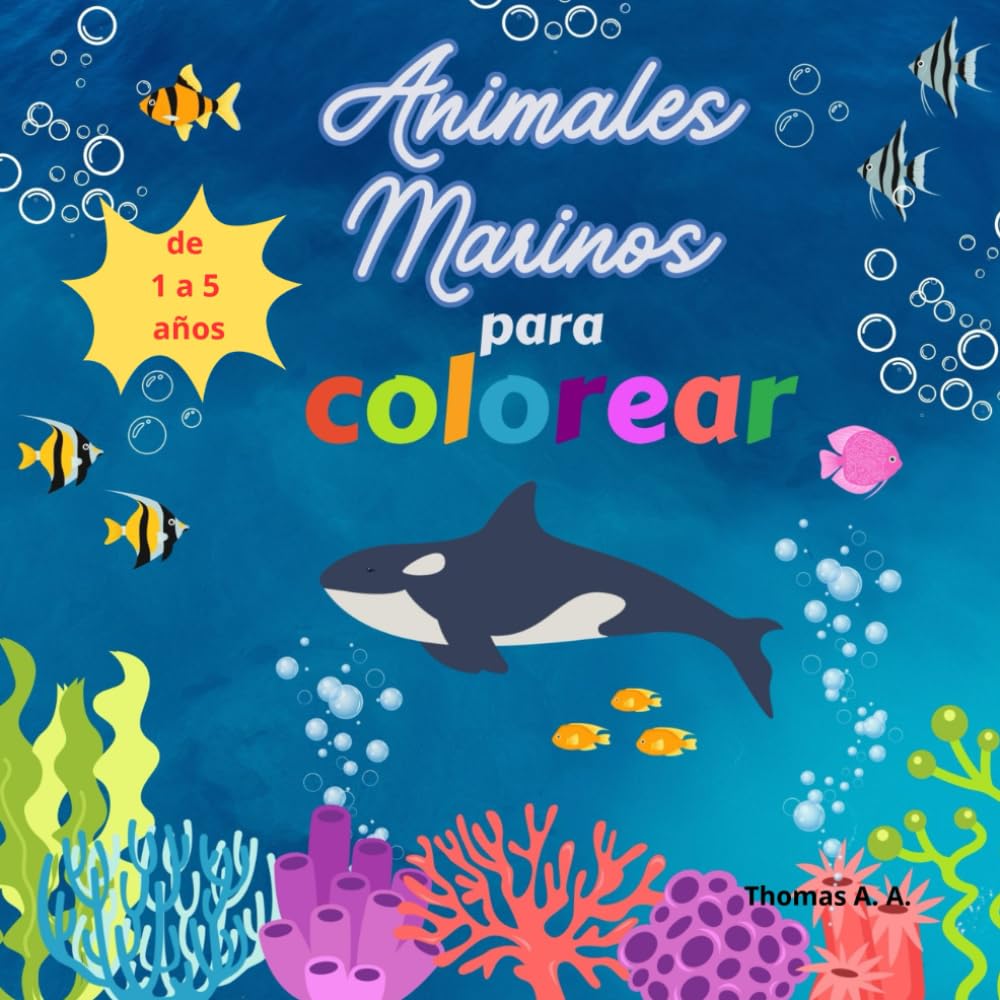Mi primer libro colorear de animales marinos niños y niñas pequeñas de 1 a 5 años