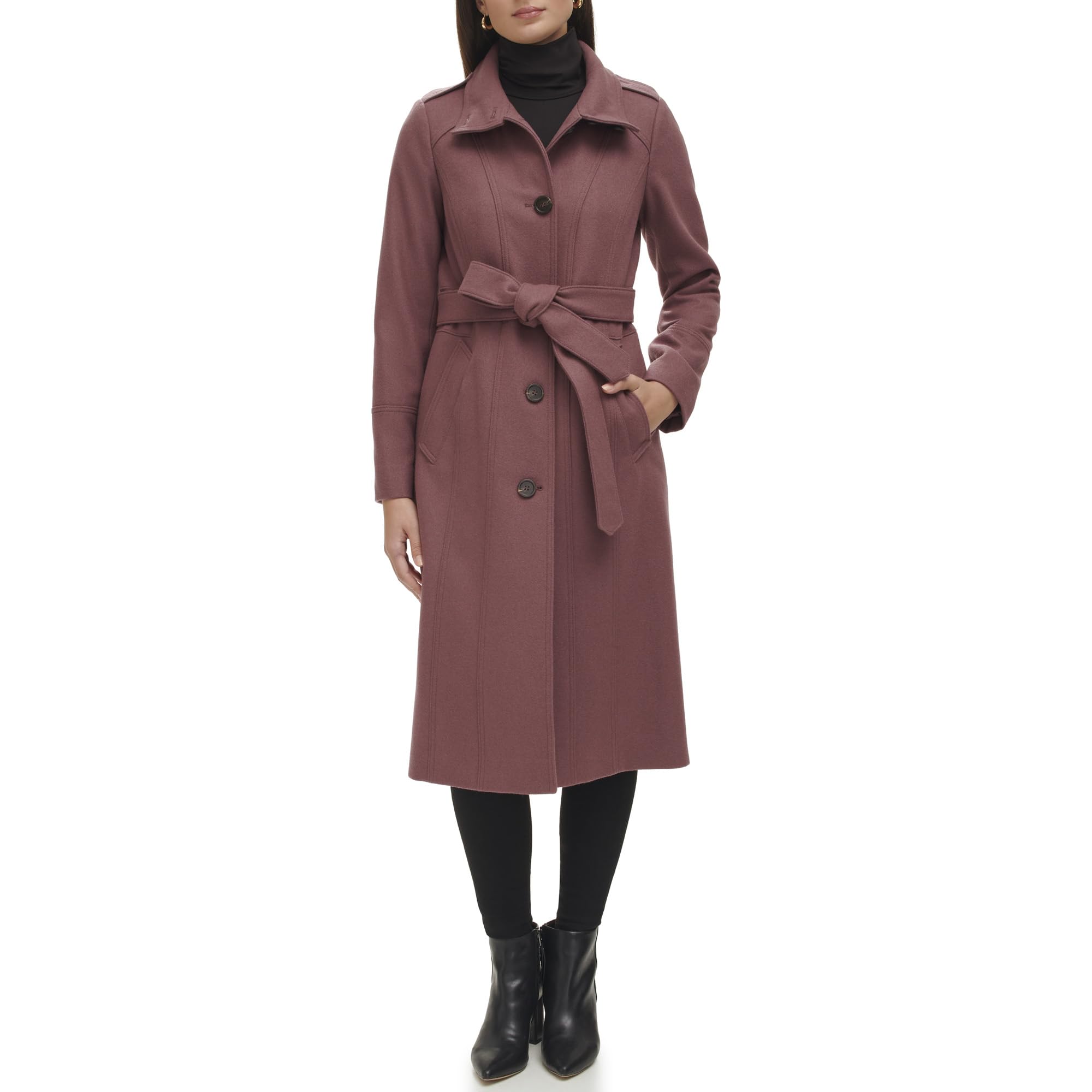 Kenneth Cole New York Women's Belted Wool Blend Military Coat
