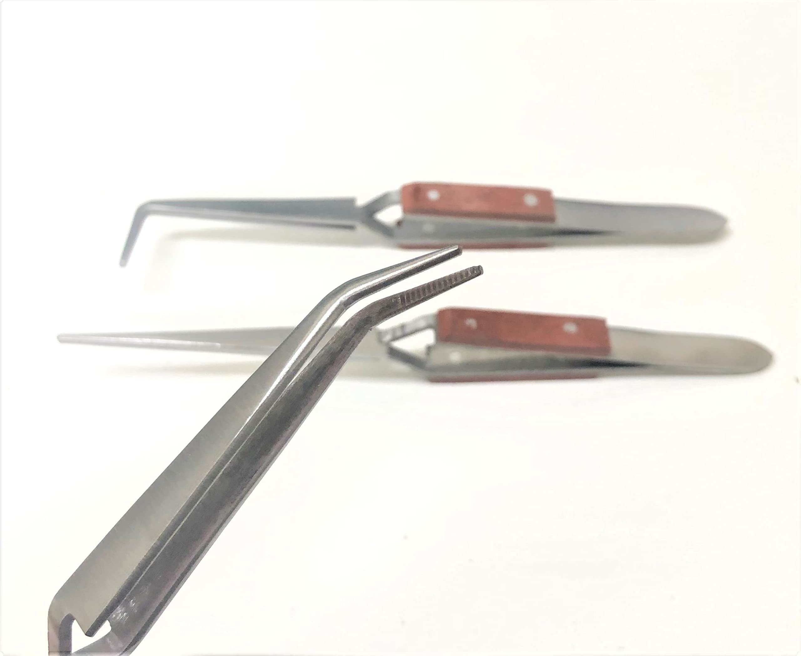 6.25 Inch Cross Lock Tweezers - Fiber Grip Oval Design For Jewelry Making & Bead Work