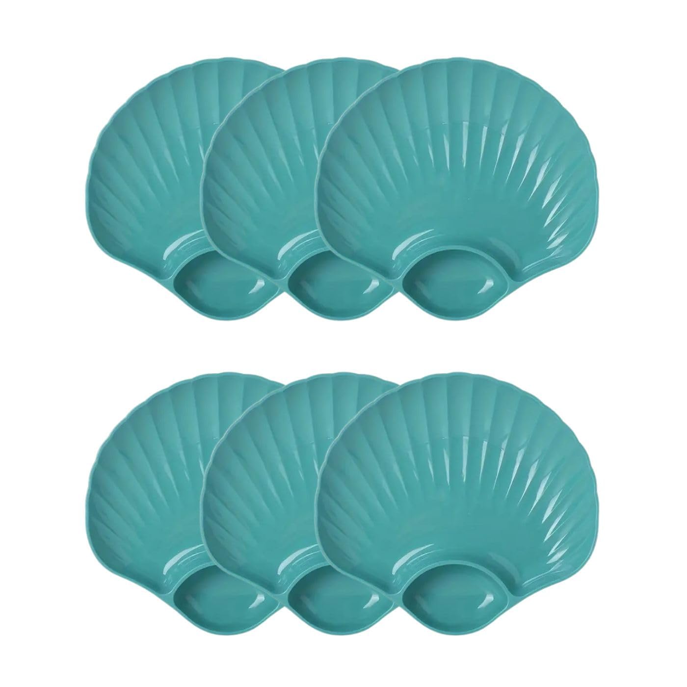 Wheat Straw Chip and Dip Bowl Nacho Tray Dip Dishes Reusable Party Serving Trays and Platters Chip and Dip Platter Tray, Dumpling Plates with Sauce Compartment (Set of 6, Green)