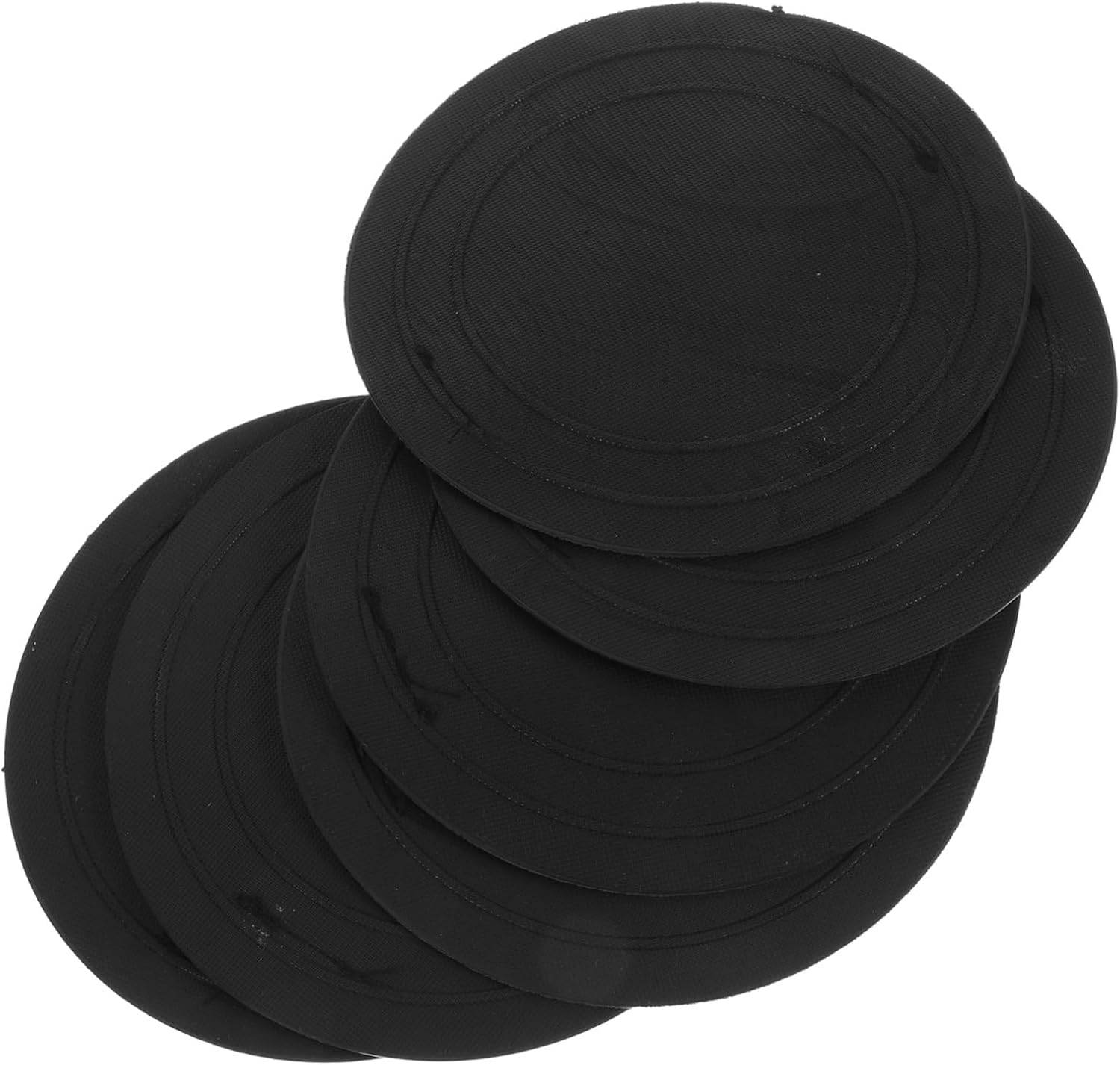 6 Pack Round Exfoliating Body Scrubber with Strap Black Fabric