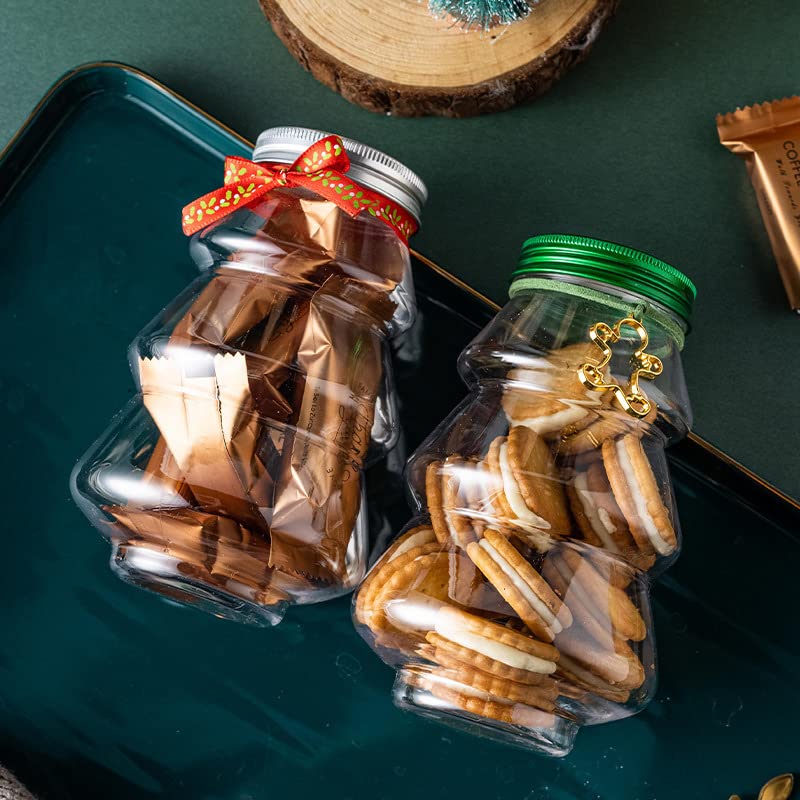 Xnferty 3 STKS Kerst Snoeppot, 6,7 IN Kerst Koekjestrommel met Deksels Kerstman Glazen Snoep Koekjestrommel Containers Snoep Opbergschaal voor Kerst Decor