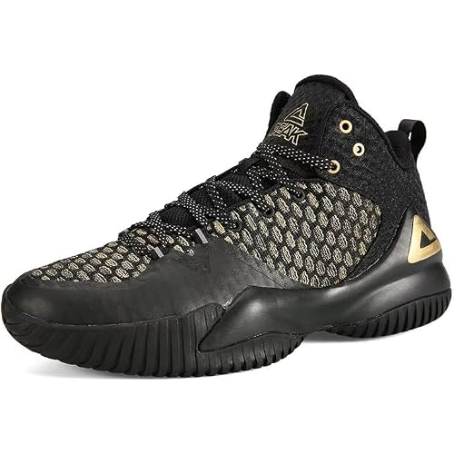 PEAK High Top Mens Basketball Shoes Lou Williams Streetball Master Breathable Outdoor Sneakers Pickleball Shoes Cushioning Shoes for Fitness