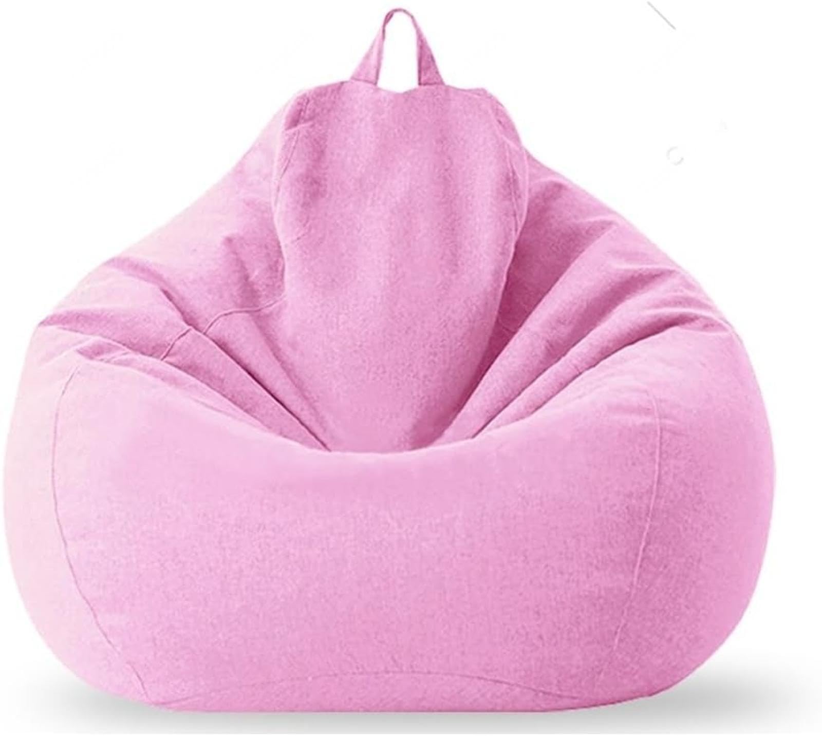 NIBHZ Bean Bag Cover Big Cotton Linen Lazy BeanBag Chair Sofa Covers Puff Relax Lounge Couch,Rose pink-70X80cm