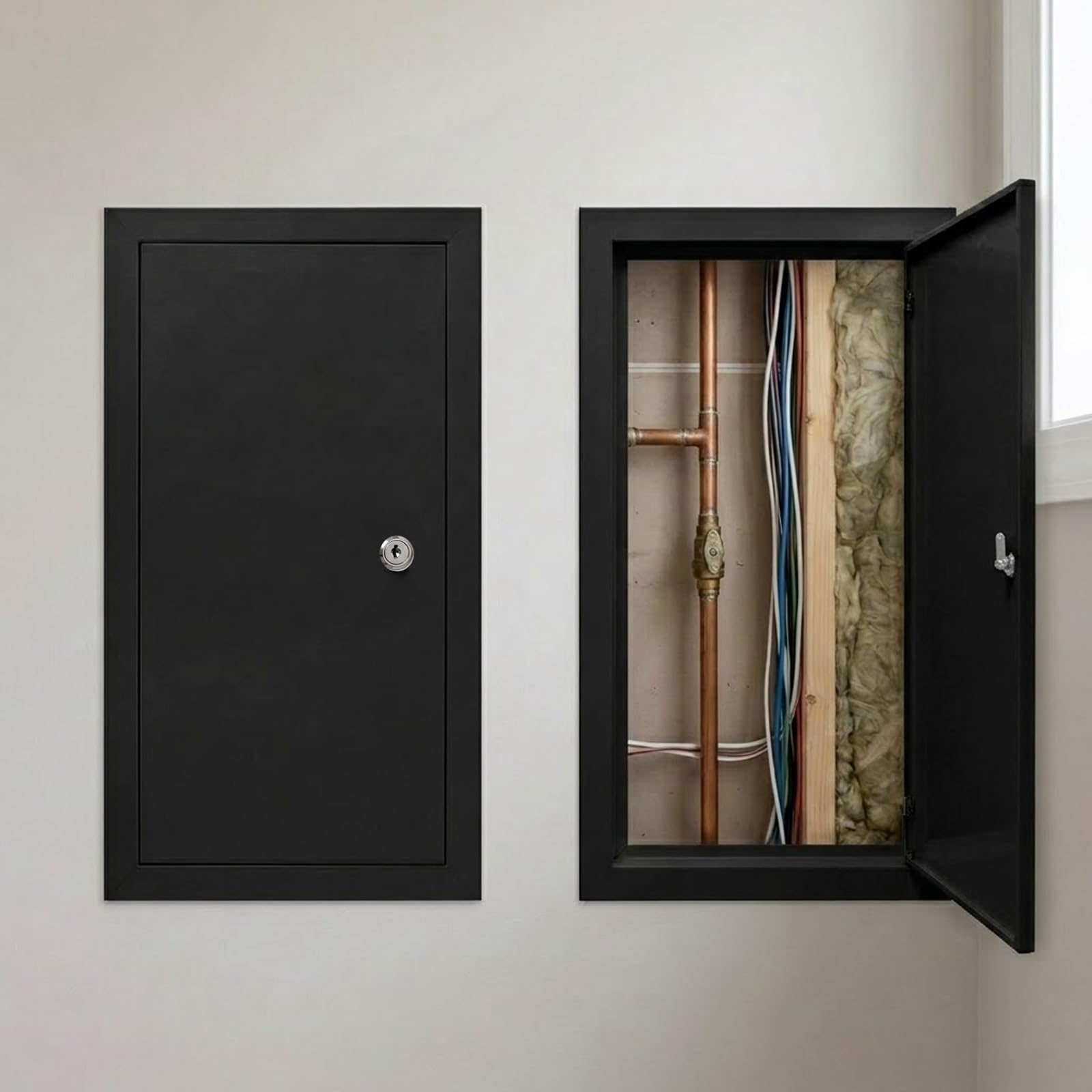Panel z płyty gipsowo-kartonowej na ścianę i sufit, aluminiowe drzwi inspekcyjne, 200 x 200 mm, idealny do instalacji wodno-kanalizacyjnych i dostępu do prądu,