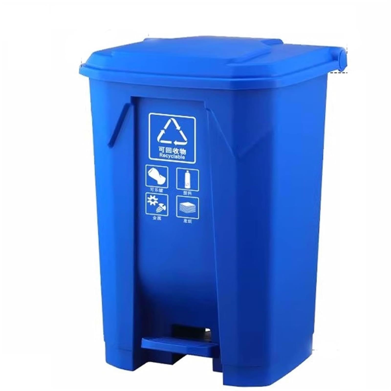 VITIWEDTY Commercial Outdoor Trash Can with Wheels, Thickened Plastic Garbage Container for Indoor (Blue 50L)