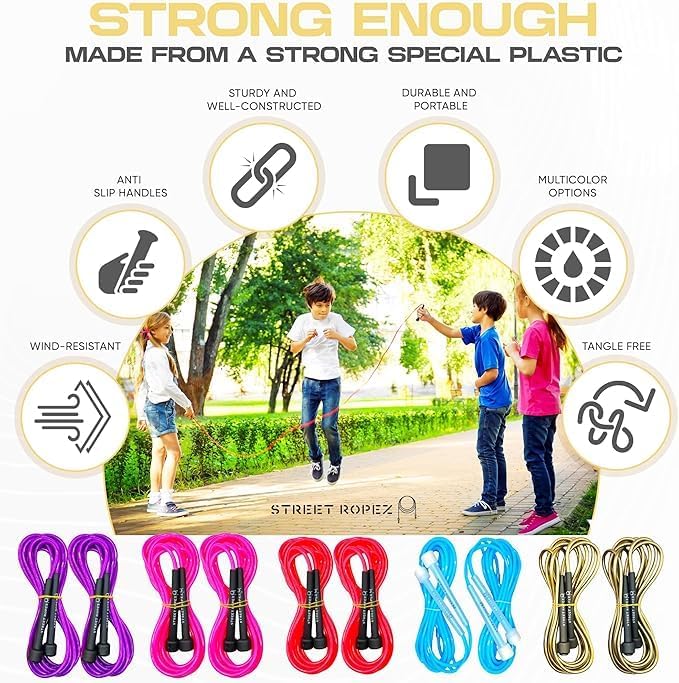 Miniatura 8 de Royalty - Cuerdas de salto holandesas dobles (juego de 2), longitud perfecta de 14 pies, sin enredos, peso pesado, sin necesidad de doblar, para