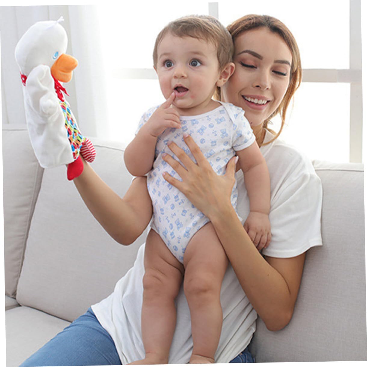 TOYANDONA Títere De Mano De Pato para Niño Niña Juguete Interactivo Educativo para Padres Hijos Muñeco De Peluche para Cuentacuentos y Creativos para Niño Niña De Años