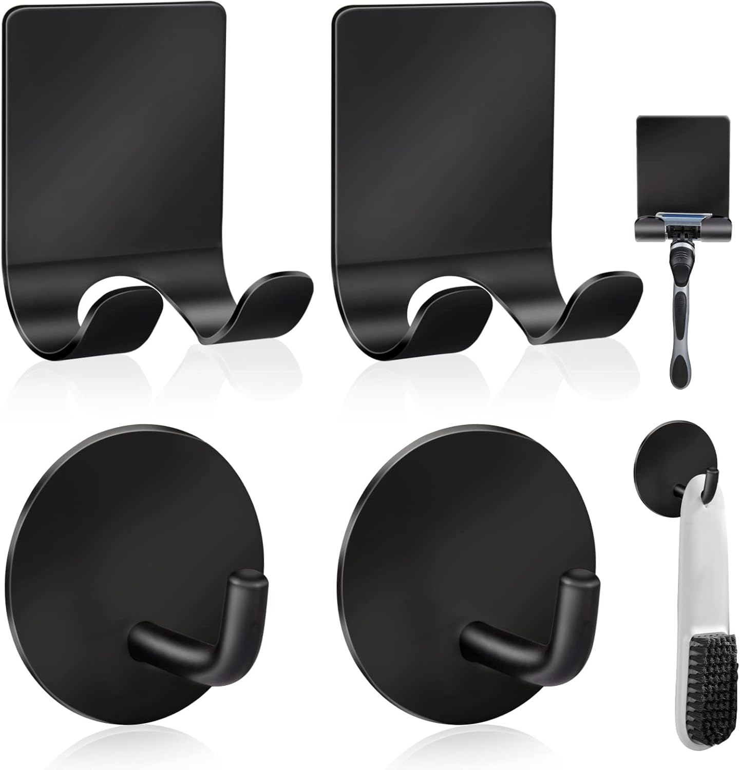 Razor Holder 304 Stainless Steel for Shower + Adhesive Sticky Heavy Duty Waterproof Wall Hooks, Premium for Hanging Towels, Coat, hat (2+2 Pack) – Black Razor Holder 304 Stainless Steel for Shower + Adhesive Sticky Heavy Duty Waterproof Wall Hooks, Premium for Hanging Towels, Coat, hat (2+2 Pack) – Black