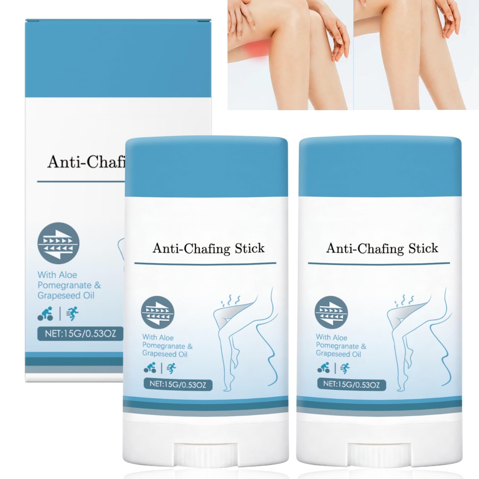 2PCS Anti Cha/fe Balm & Anti Chafing Cream,Chafing Cream Stick,Anti Fric/tion Stick for Thigh Chafing,Running,Legs & Body,Waterproof Cha/fe Stick for Thighs & More Rescue,Portable Skin Protection