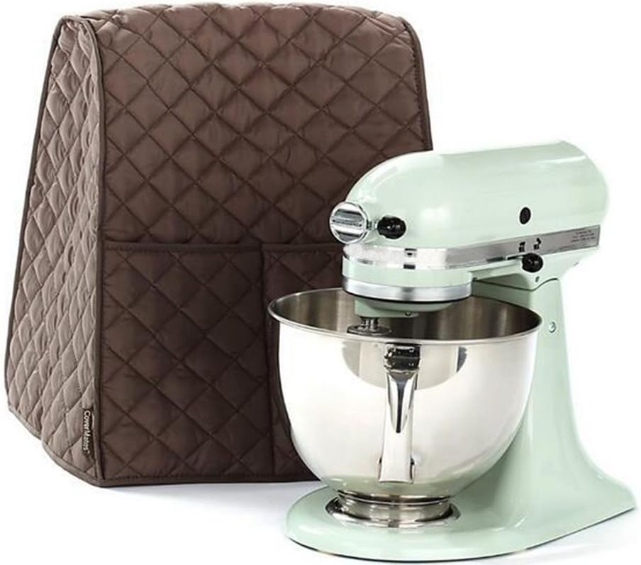 Venice mart Stand Mixer Cover for Kitchenaid, Sunbeam, Cuisinart, Hamilton Mixer with Storage bag (Brown)