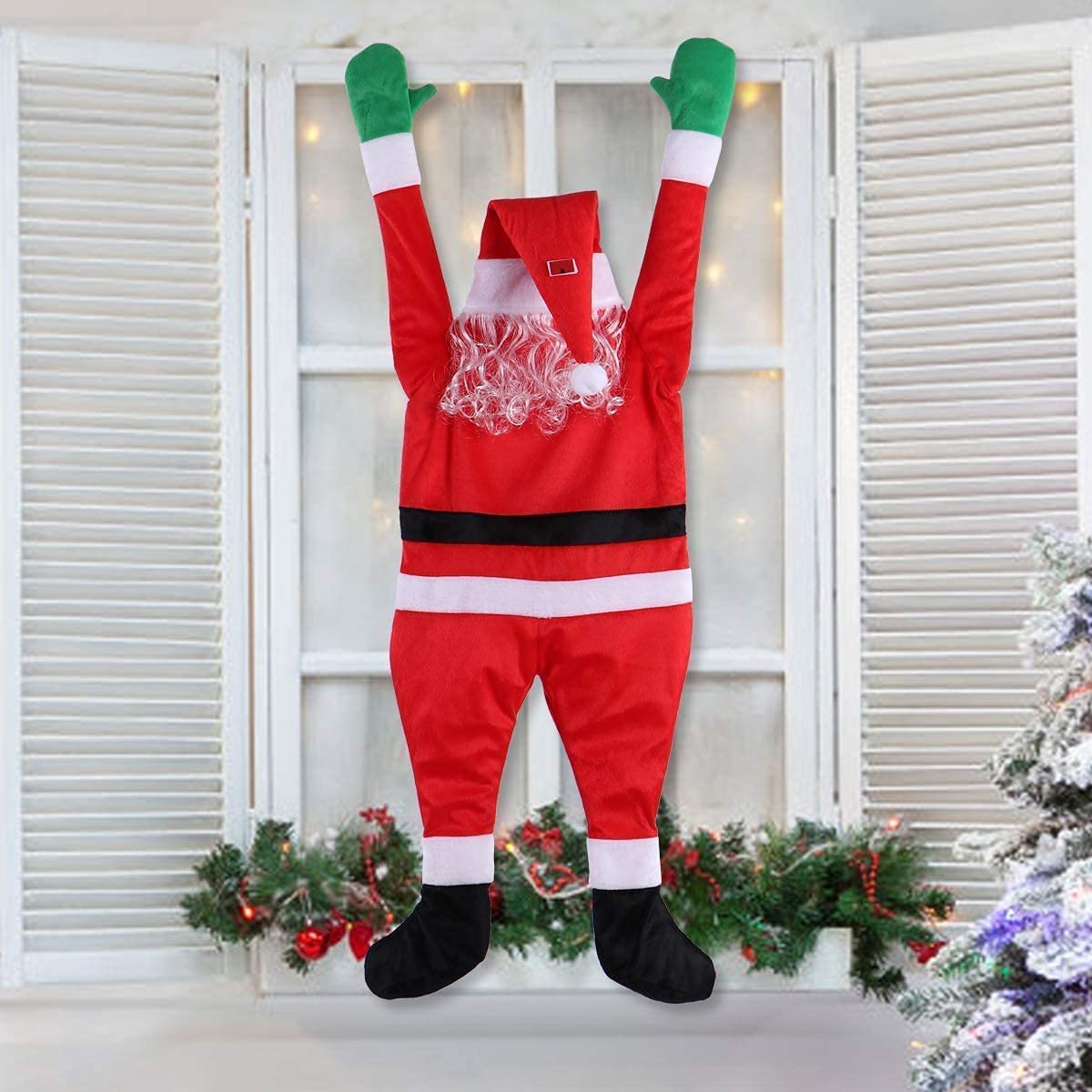 COTTNY 3.5/5.5 FT Large Christmas Hanging Santa Decoration,Hanging Santa Claus Christmas Decorations for Indoor Outdoor Home Door Wall Windows Car Stairwells Roofs Decoration - Image 2