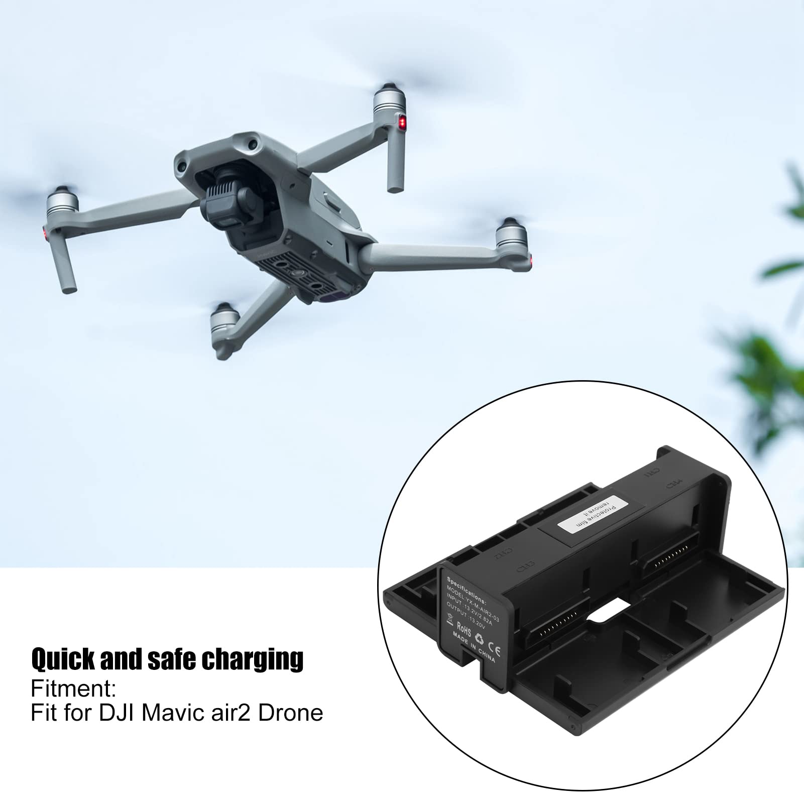 Hub di Ricarica della Batteria del Drone Ricarica Ed Efficiente per Quadricottero Air2, Materiale Plastico di Alta qualità, Adatto per Appassionati e Professionisti di Droni