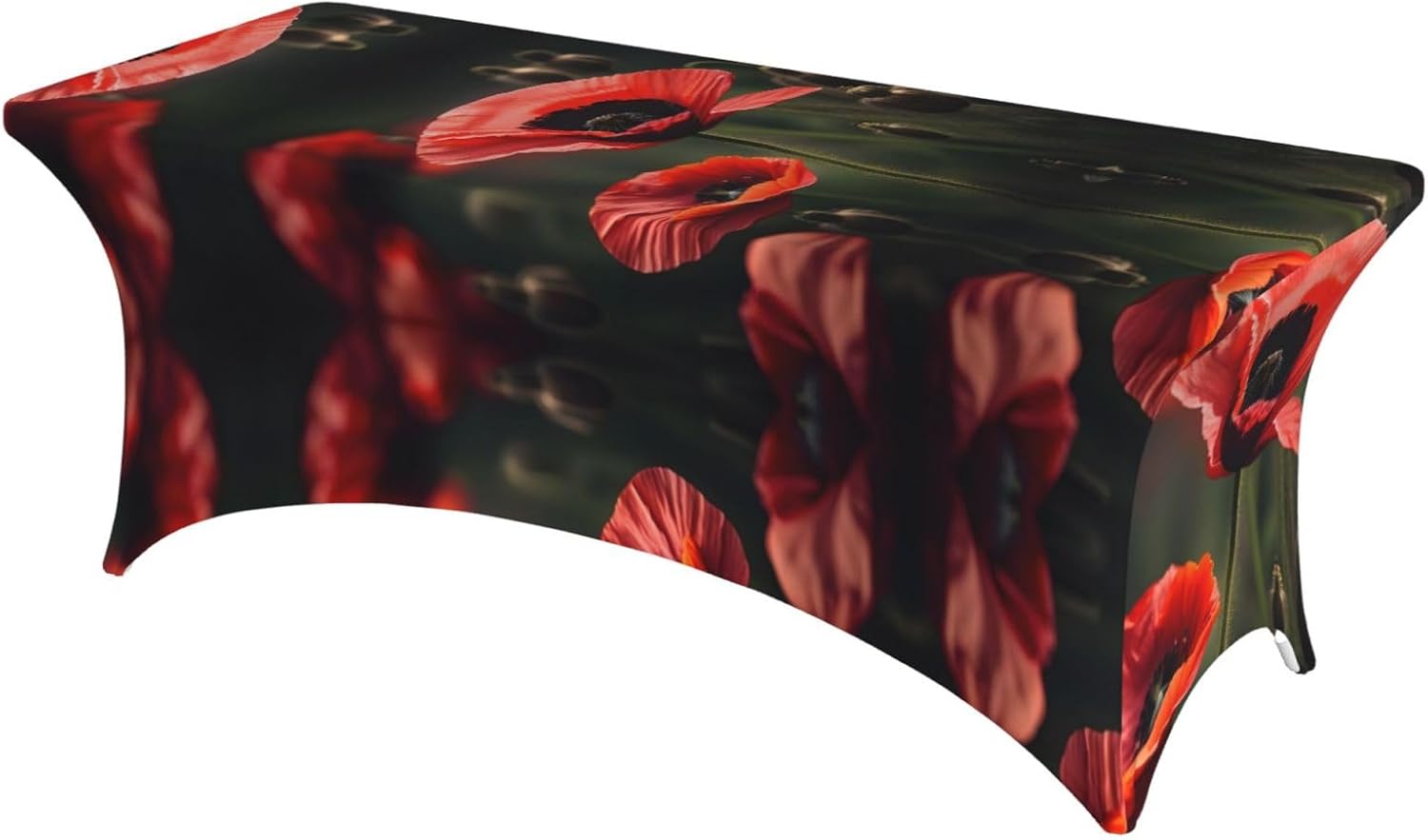Red Poppy Flower Print Table Cover Rectangular Tablecloth for 6-Foot Tables for Wedding Banquets Outdoor