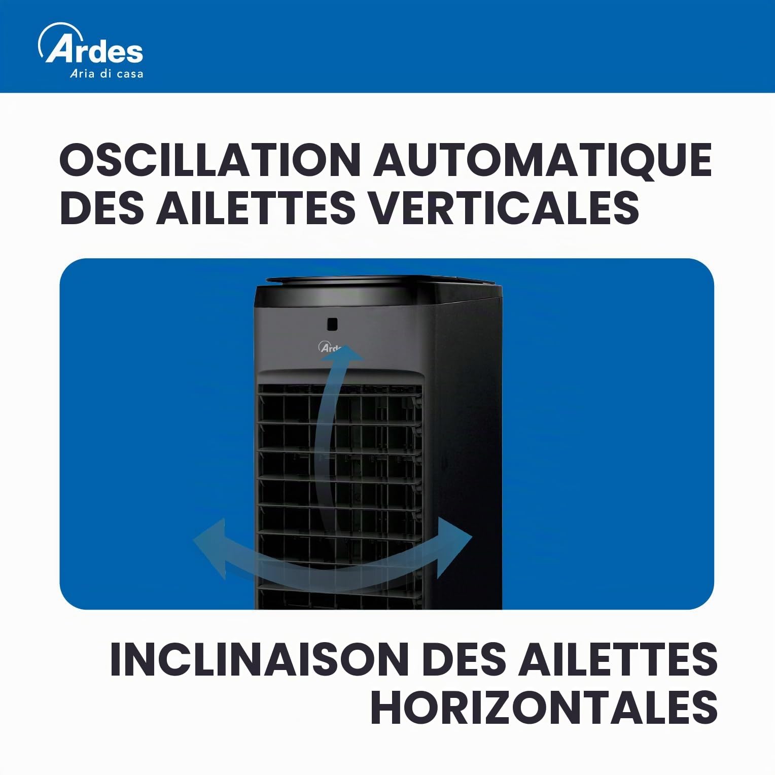 Ardes AR5AMR08 Penny Rafraîchisseur d'ambiance avec roues numériques, minuteur et télécommande, capacité du réservoir 4 L, noir