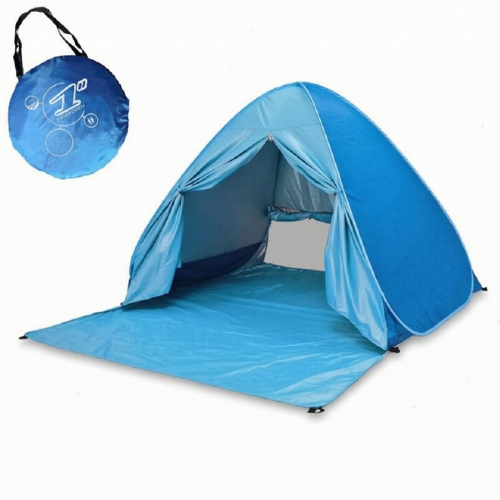 Beach Tent with Carry Bag Foldable Beachside Tent Freestanding for Families, Park, Camping Blue L Upgraded-image-49