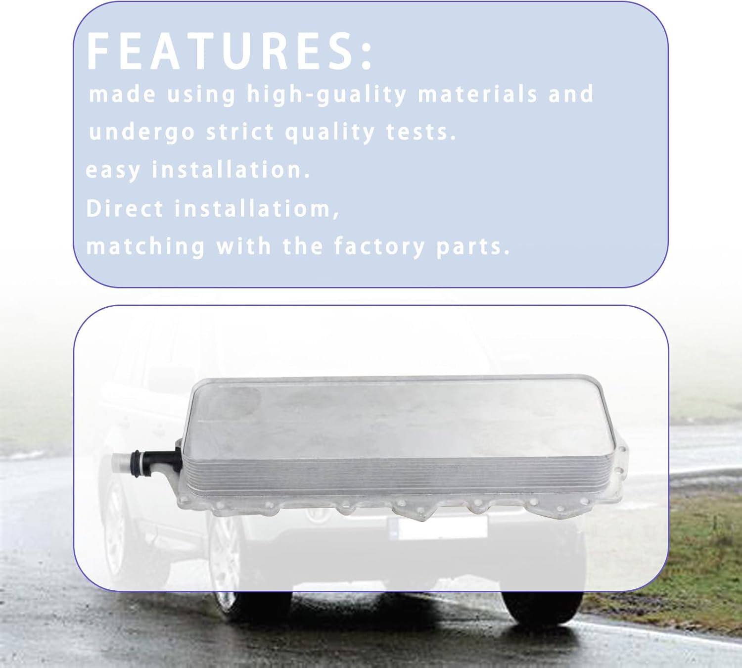 Engine Oil Cooler Compatible with Land Rover Range Rover Sport 2014-2019 Discovery LR4 Jaguar XE XF XJ XK F-Pace F-Type 3.0