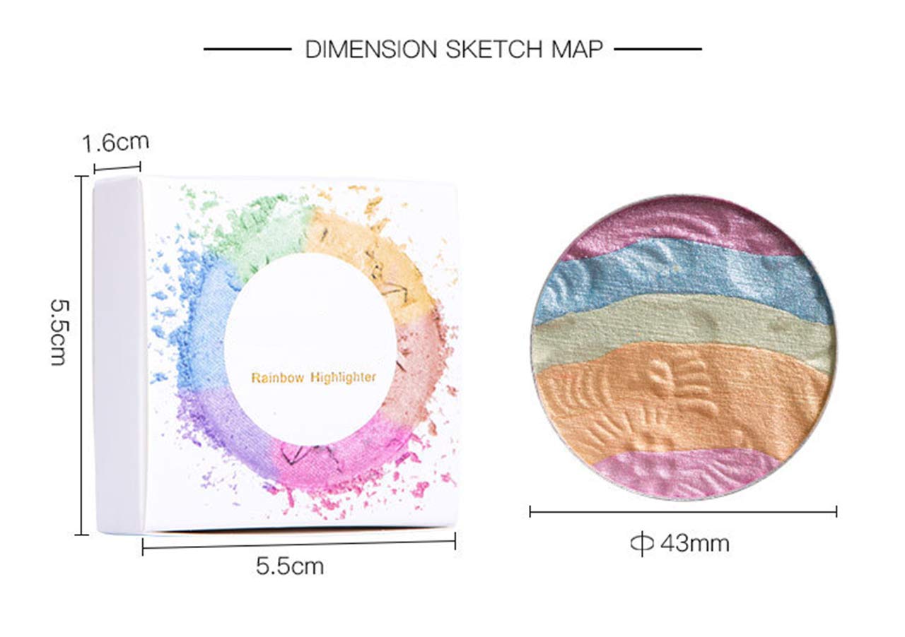 Pro 6 colores 3D horneado arco iris resaltador sombra de ojos paleta de maquillaje de Navidad colorete cosmético brillo polvo contorno kit unicornio rubor 7