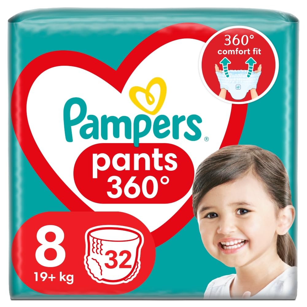 Pampers Windeln Größe 8 (17+kg) 32 Stück Windeln mit Stop & Protect Auslaufschutz hinten