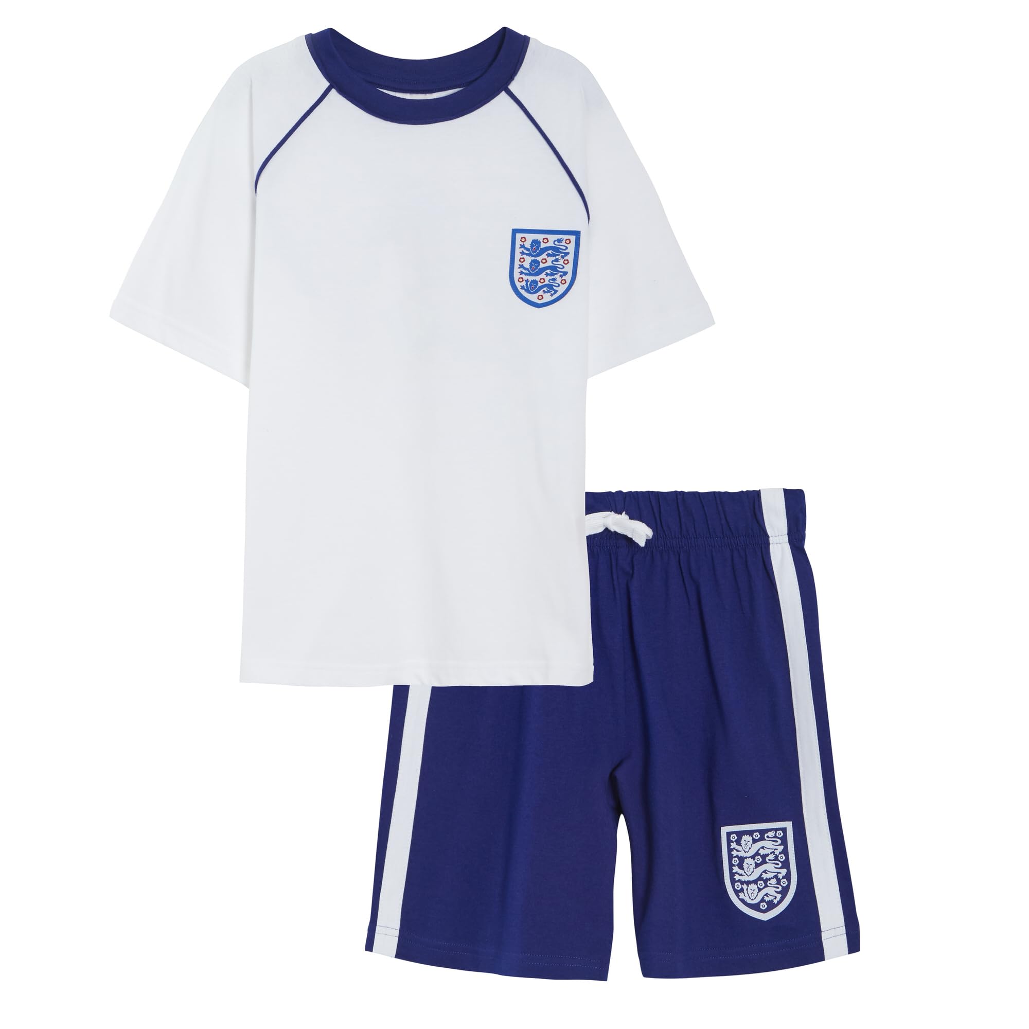 Official England Football Club Short Pyjamas For Kids Pjs Set Girls Boys England Football Kit Merchandise 7-8 Years White
