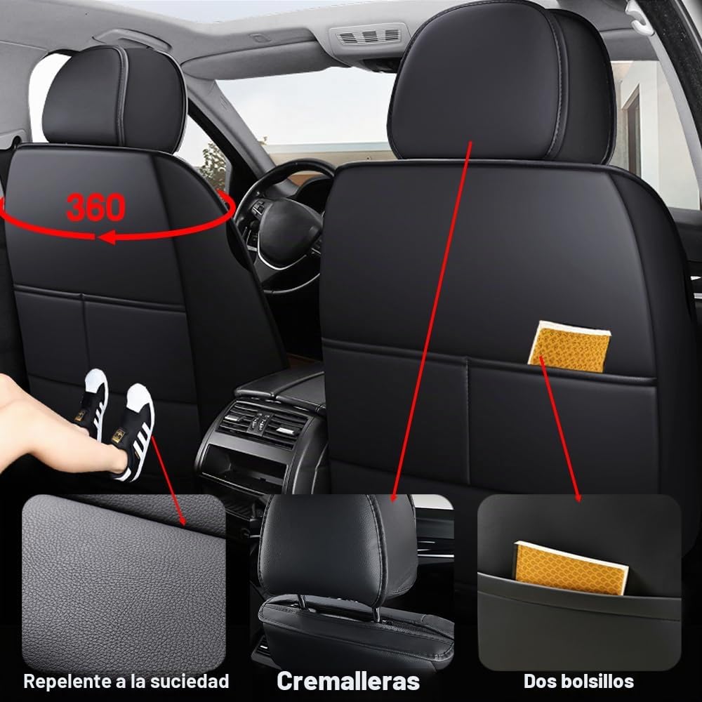 1 pieza Fundas de asiento de coche delanteras, transpirables, resistentes, de piel sintética, universales, para coches, SUV, sedanes y camiones (1 unidad)
