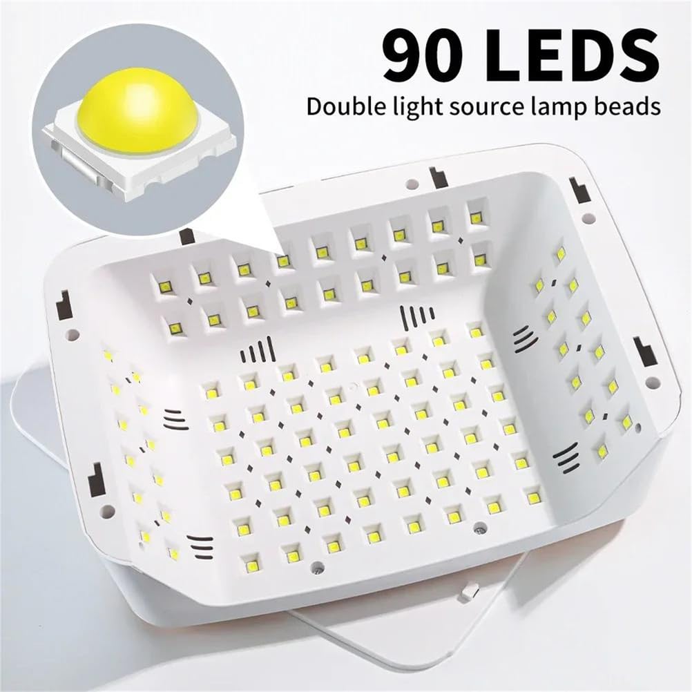 Asciugatrice per Unghie Professionale 90 Pezzi Chip Lampada Asciugatura Rapida ed efficiente 4 impostazioni Timer Lampada LED per Gel Unghie