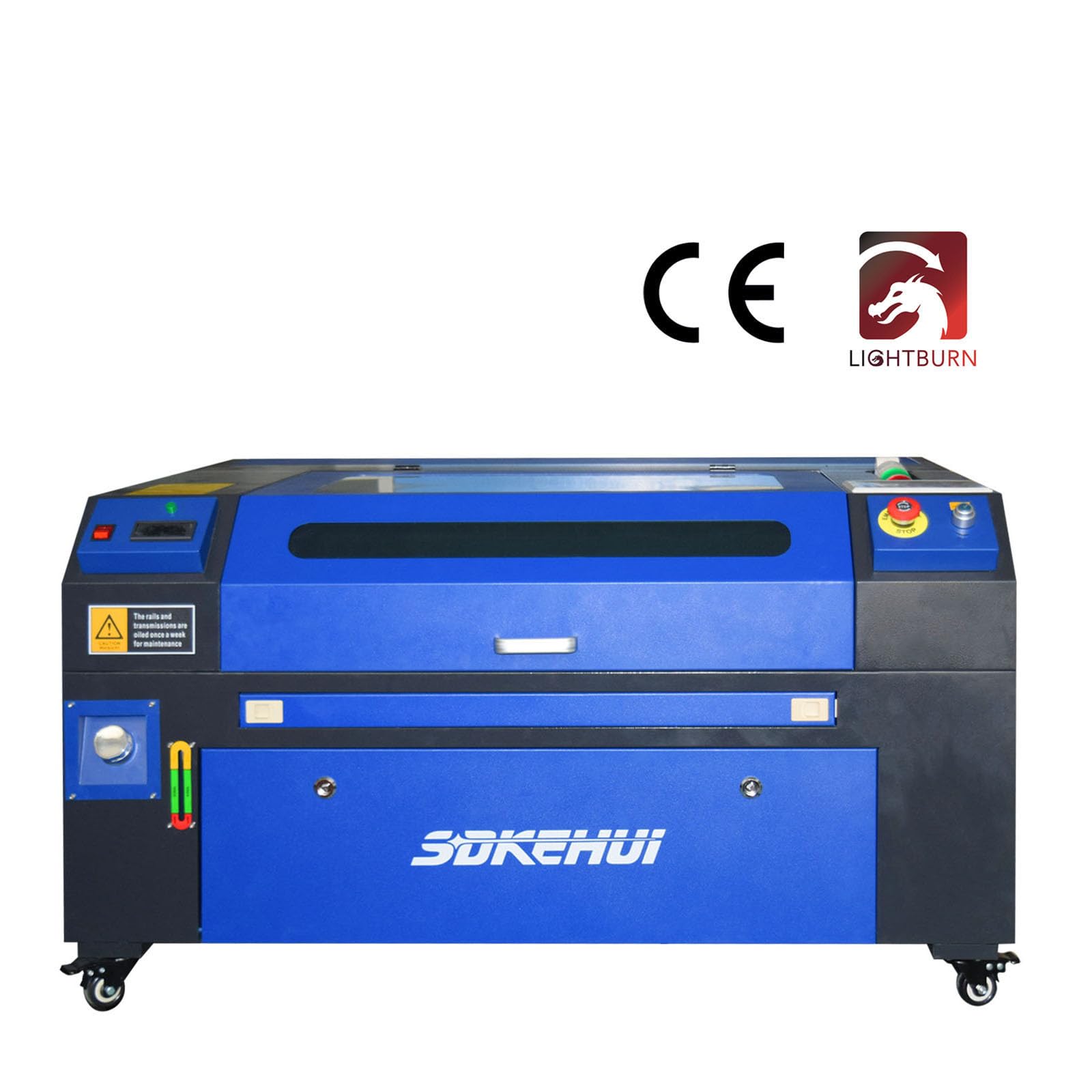 Macchina per Incisione Laser CO2 Compatta Piano di Lavoro 700x500mm Potenza 60W Spessore di Taglio Max. 20mm Velocità di Incisione 0-500 mm/s con Asse Rotante