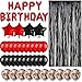 Birthday Decorations for Men Women, Black and Red Balloons Happy Birthday Banner Metallic Fringe Curtain for 18th 30th 40th 50th 60th Birthday Party Supplies