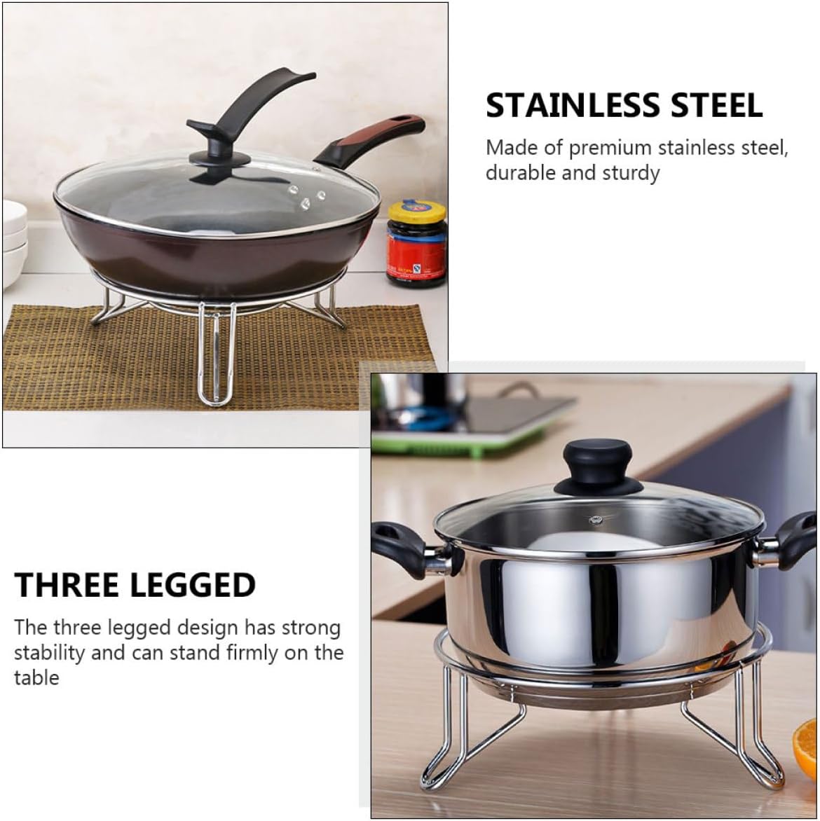 Heavy Duty Stainless Steel Trivet Stand for Kitchen Steam Pot Rack with Heat Resistant Base, Multi-Functional Cooking Pot Holder Suitable for Home Cooking and Steaming