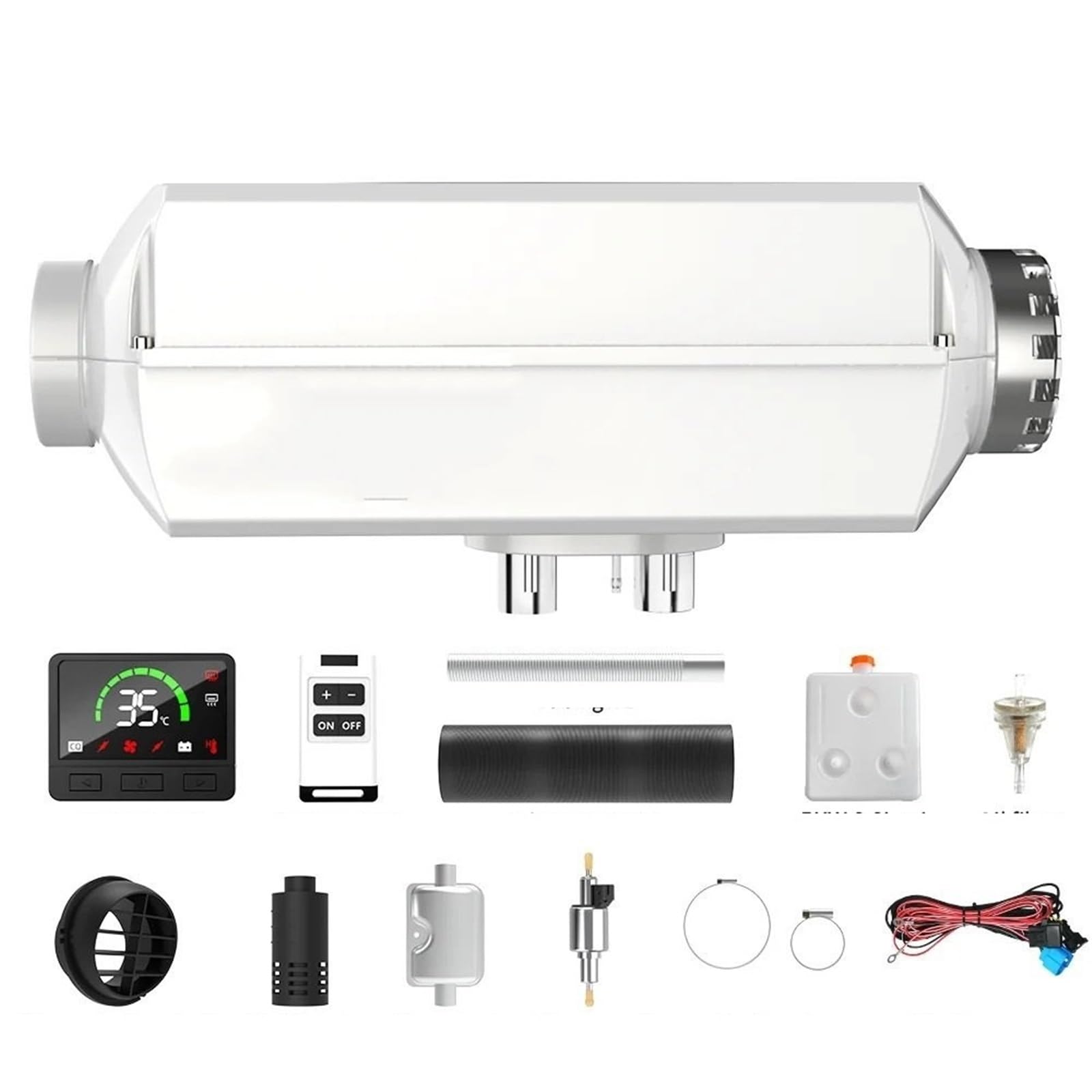 nagrzewnica powietrza 12V 2KW lub 5KW aluminiowy podgrzewacz powietrza na olej napędowy, ogrzewanie postojowe do samochodów osobowych, autobusów, ciężarówek, łodzi(5KW)
