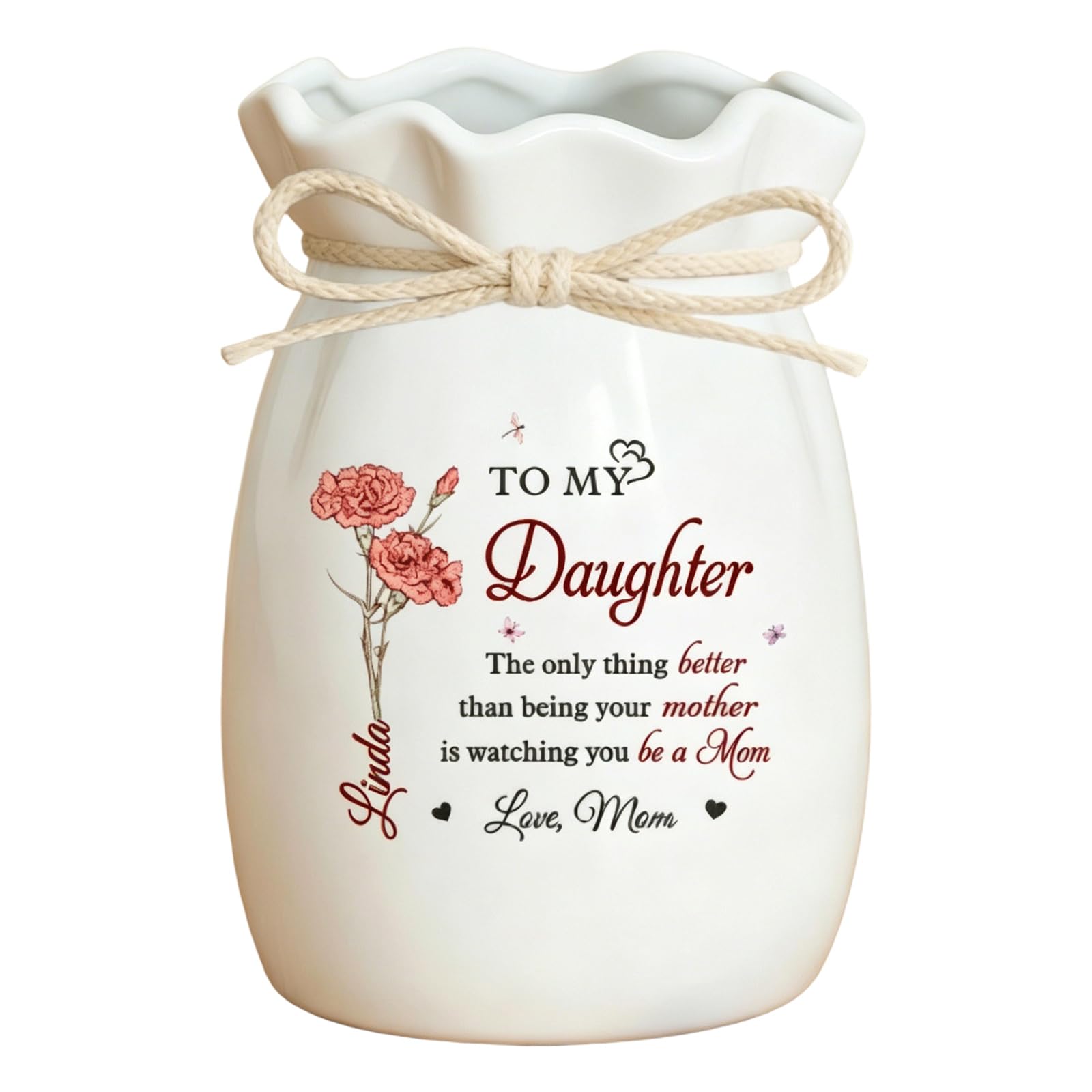ZEPFJHE Personalize Mothers Day Flower Vases for Daughter From Mom Decorative Vase Mother Grandma Personalize for Daughter