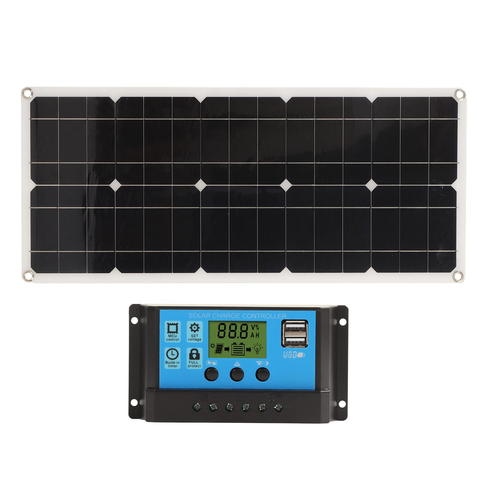 Dioche Batteria Pannello Solare da 30 W IP65 per Rimorchio per Barca per Auto da 12 V/24 V con Supporto (30A)