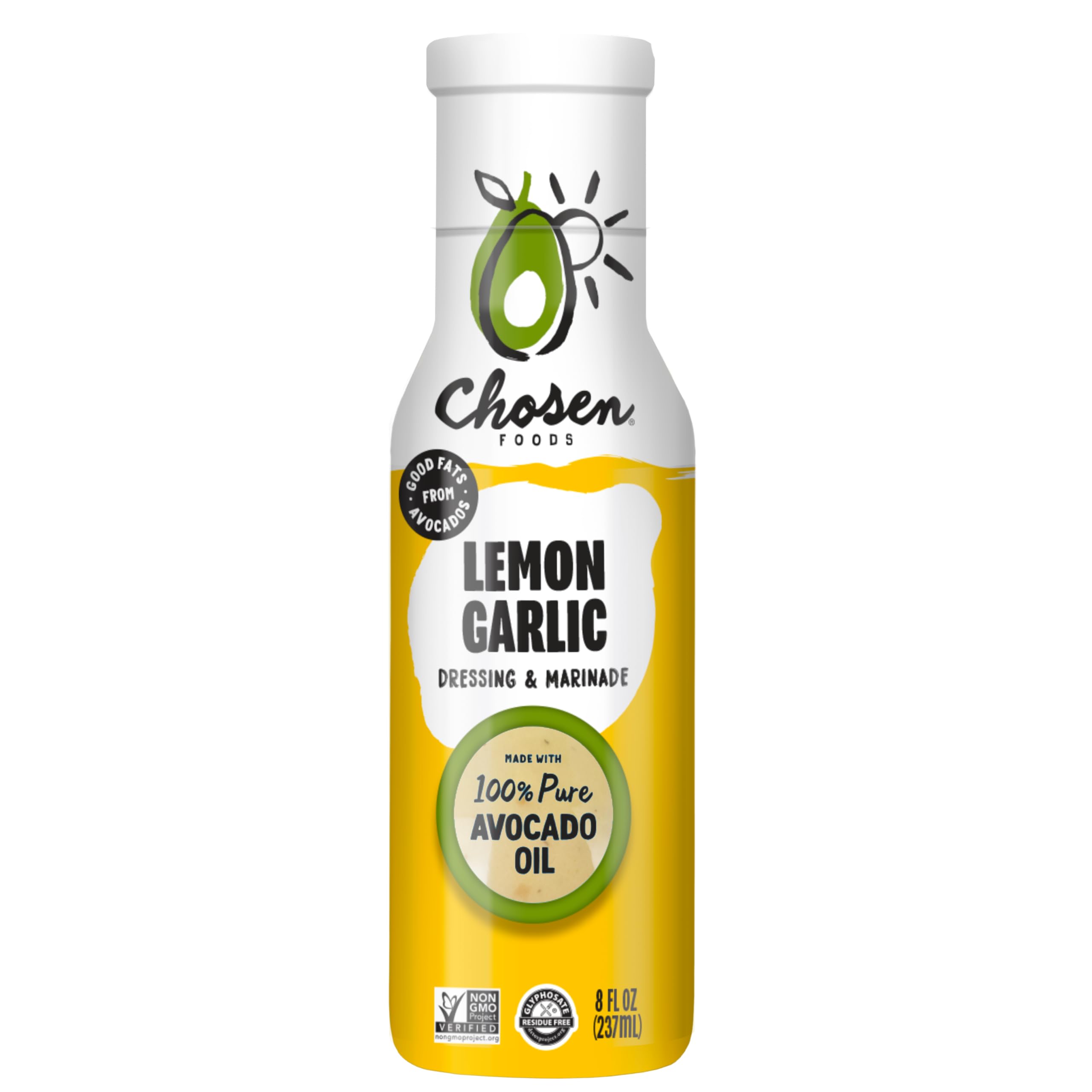 Chosen Foods Lemon Garlic Dressing and Marinade 8 oz with Recipe e-Book Bundle