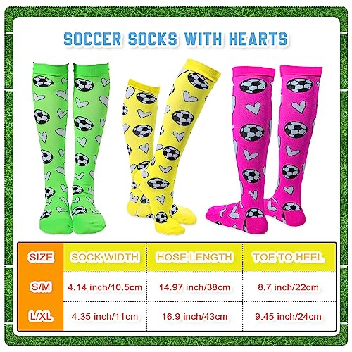 Cindeer 3 Pairs Soccer Novelty Sports Hearts Tube Socks Soccer Gift Knee High Socks for Women Men4