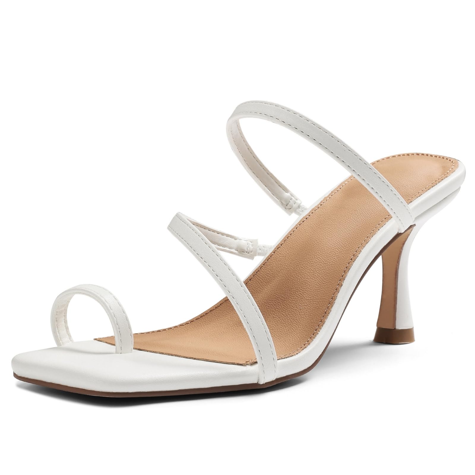 Uacllcau Black Women's Casual Kitten Heel Square Toe Slingback Heeled Sandals