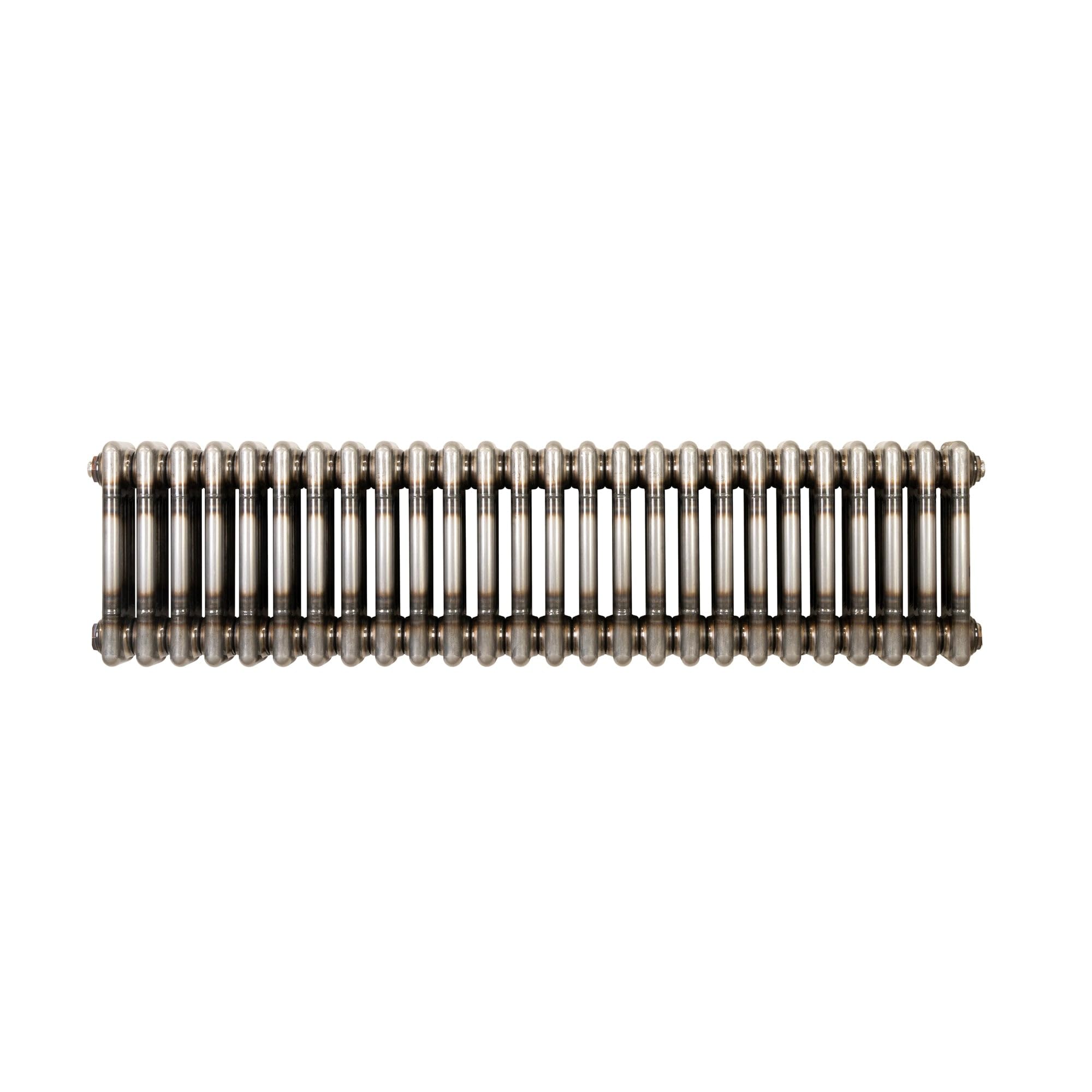 Radiateur Traditionnel à 3 Colonnes 300 x 1010 mm en Acier Métal Brut Chauffage Central Horizontale Monté Sur Mur [Brosse de Nettoyage & Supports INCLUSES]
