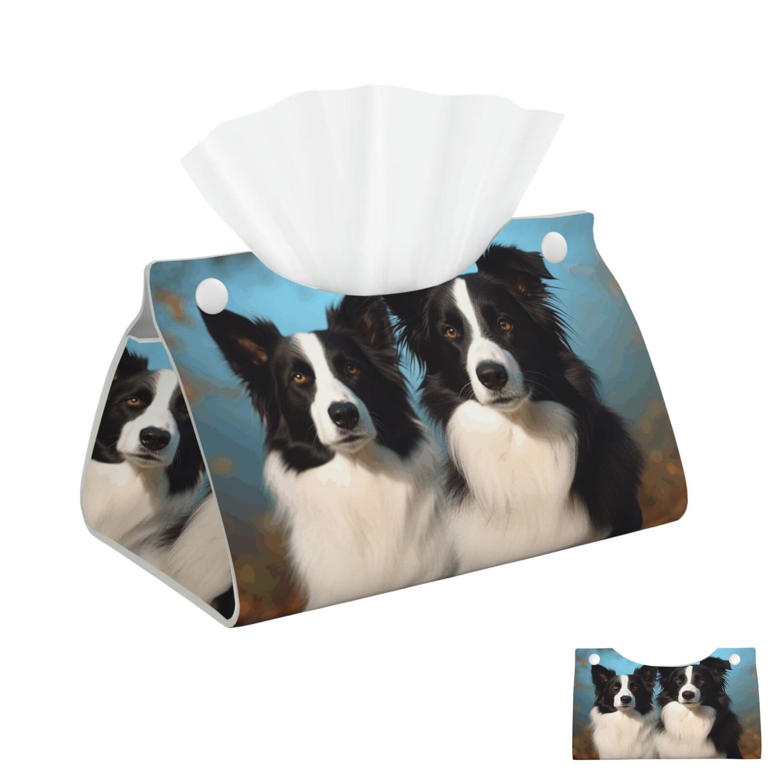 Border Collie Tissue Box Cover Square Cube Boxes