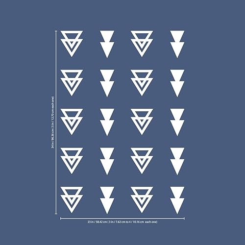 Miniatura 3 de Juego de 20 calcomanías de vinilo para pared, patrones triangulares, 5 x 3 pulgadas cada uno, decoración urbana moderna para decoración del hogar,