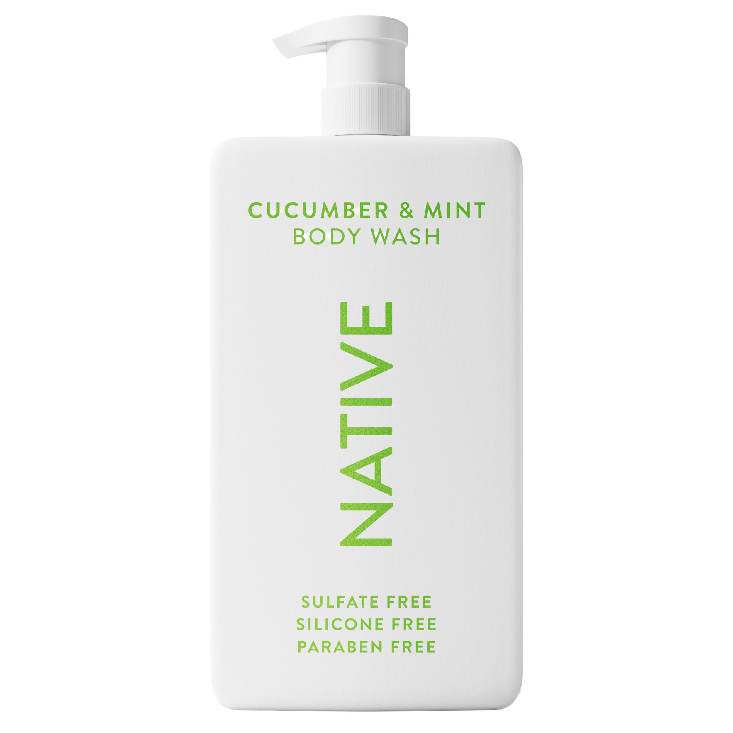 Native Body Wash for Women, Men | Sulfate Free, Paraben Free, Dye Free, with Naturally Derived Clean Ingredients, 36 oz bottle with pump - Pack of 1 (Cucumber & Mint)