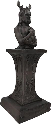 Miniatura 10 de Ebros Neopaganismo Wicca Estatua de deidad primaria con el dios masculino con cuernos o luna creciente femenina Triple diosa bustos en pedestal