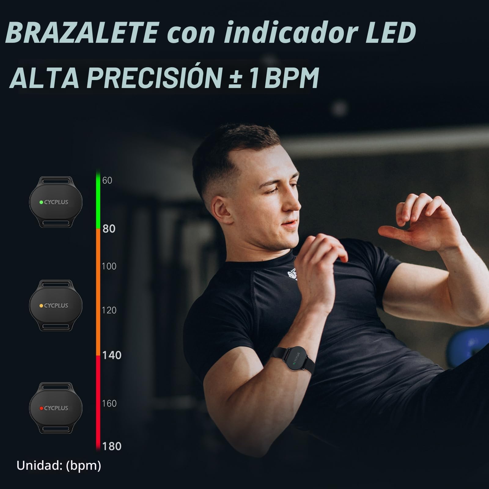 CYCPLUS Brazalete Cardio-frecuencia Monitor HR Bluetooth 5.1 IP67 Impermeable